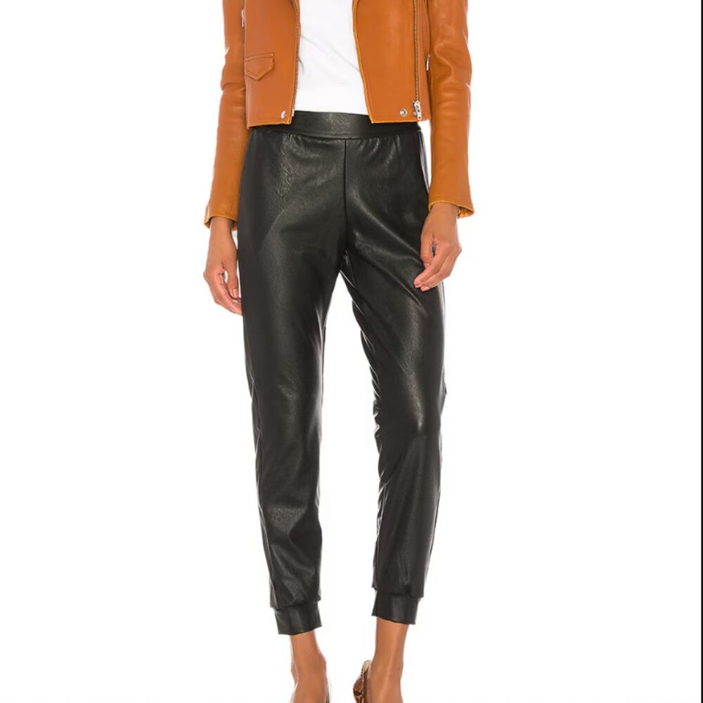Commando Black Faux Leather Joggers